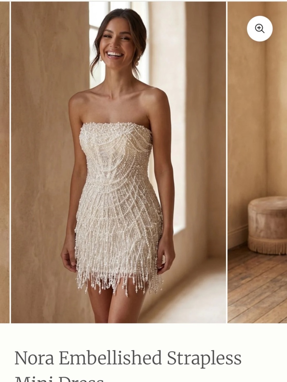 Embellished Strapless Mini Dress - Ivory